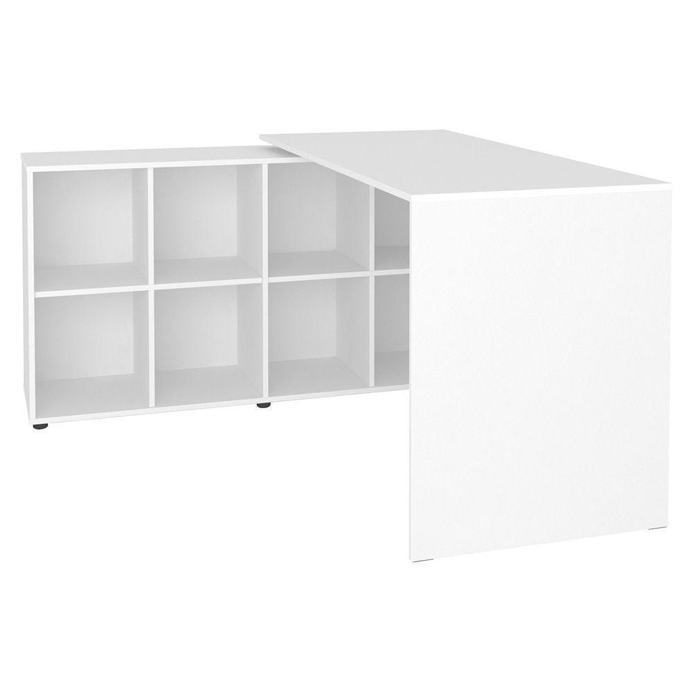 Mesa Escrivaninha Em L 140x130cm 8 Nichos Eron A06 Branco - Mpozenato - 4