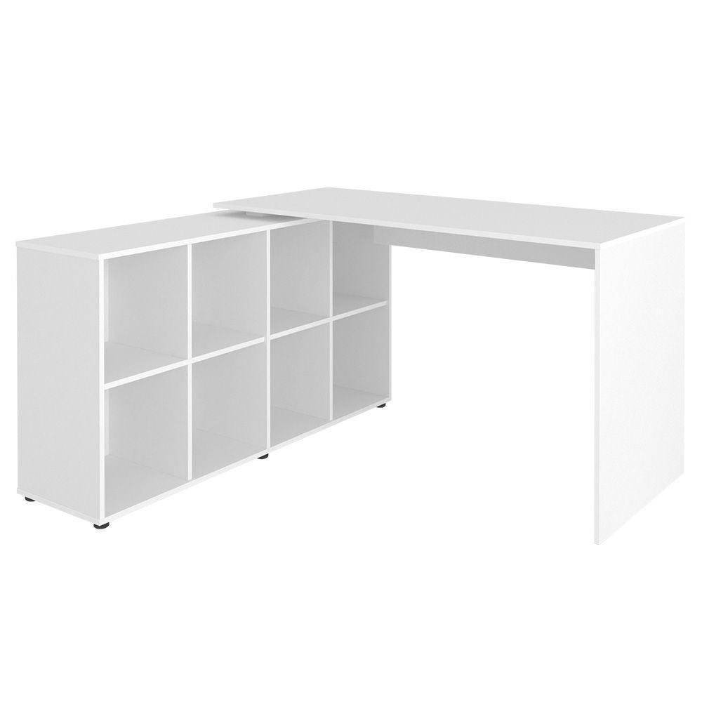 Mesa Escrivaninha Em L 140x130cm 8 Nichos Eron A06 Branco - Mpozenato - 5
