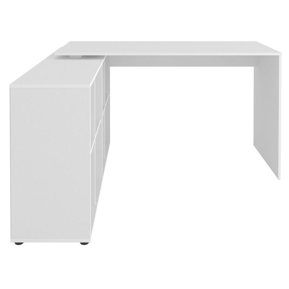 Mesa Escrivaninha Em L 140x130cm 8 Nichos Eron A06 Branco - Mpozenato - 8