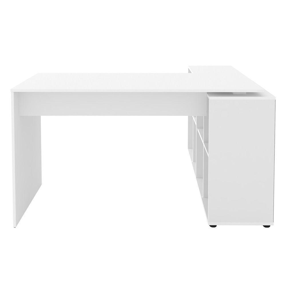 Mesa Escrivaninha Em L 140x130cm 8 Nichos Eron A06 Branco - Mpozenato - 10