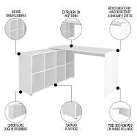 Mesa Escrivaninha Em L 140x130cm 8 Nichos Eron A06 Branco - Mpozenato - 6