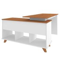 Mesa Escrivaninha Em L 2 Gavetas E Nichos Golden A06 Freijó/grafito/branco - Mpozenato - 2