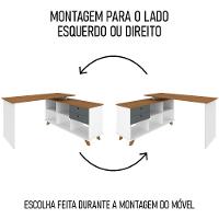 Mesa Escrivaninha Em L 2 Gavetas E Nichos Golden A06 Freijó/grafito/branco - Mpozenato - 7