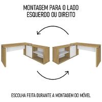 Mesa Escrivaninha Em L 135x168cm 1 Porta Sharp A06 Olmo/branco - Mpozenato