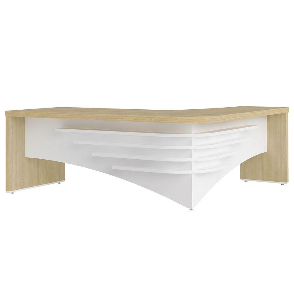 Mesa Diretor Em L Lado Esquerdo 200x180cm Corp A06 Carvalho/branco - Mpozenato - 1