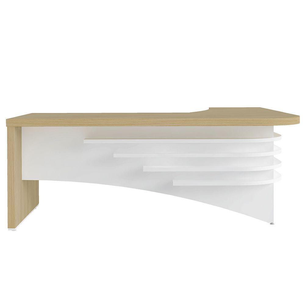 Mesa Diretor Em L Lado Esquerdo 200x180cm Corp A06 Carvalho/branco - Mpozenato - 4