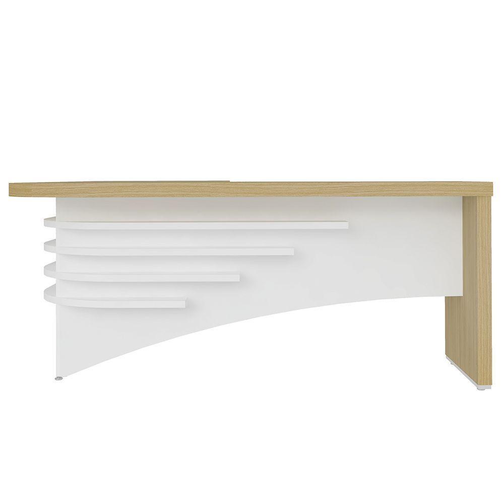 Mesa Diretor Em L Lado Esquerdo 200x180cm Corp A06 Carvalho/branco - Mpozenato - 5