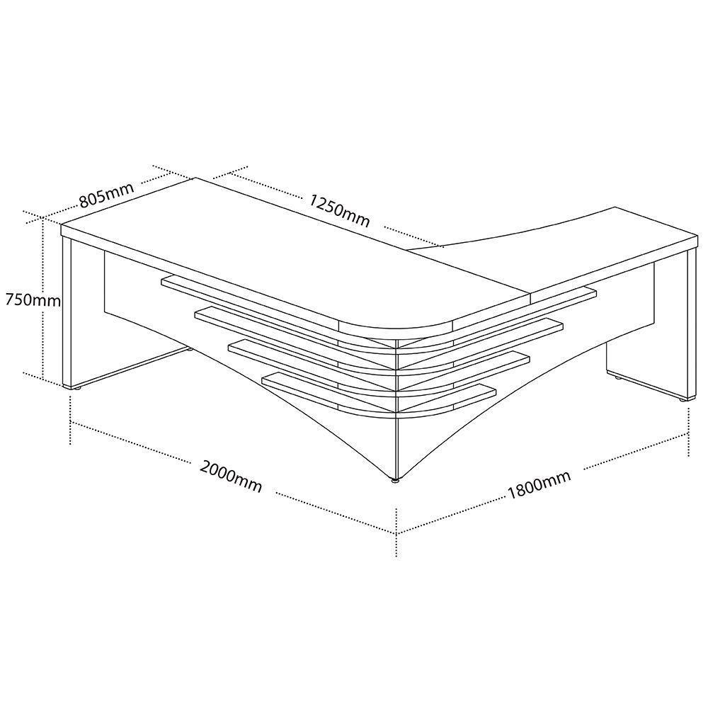 Mesa Diretor Em L Lado Esquerdo 200x180cm Corp A06 Carvalho/branco - Mpozenato - 7