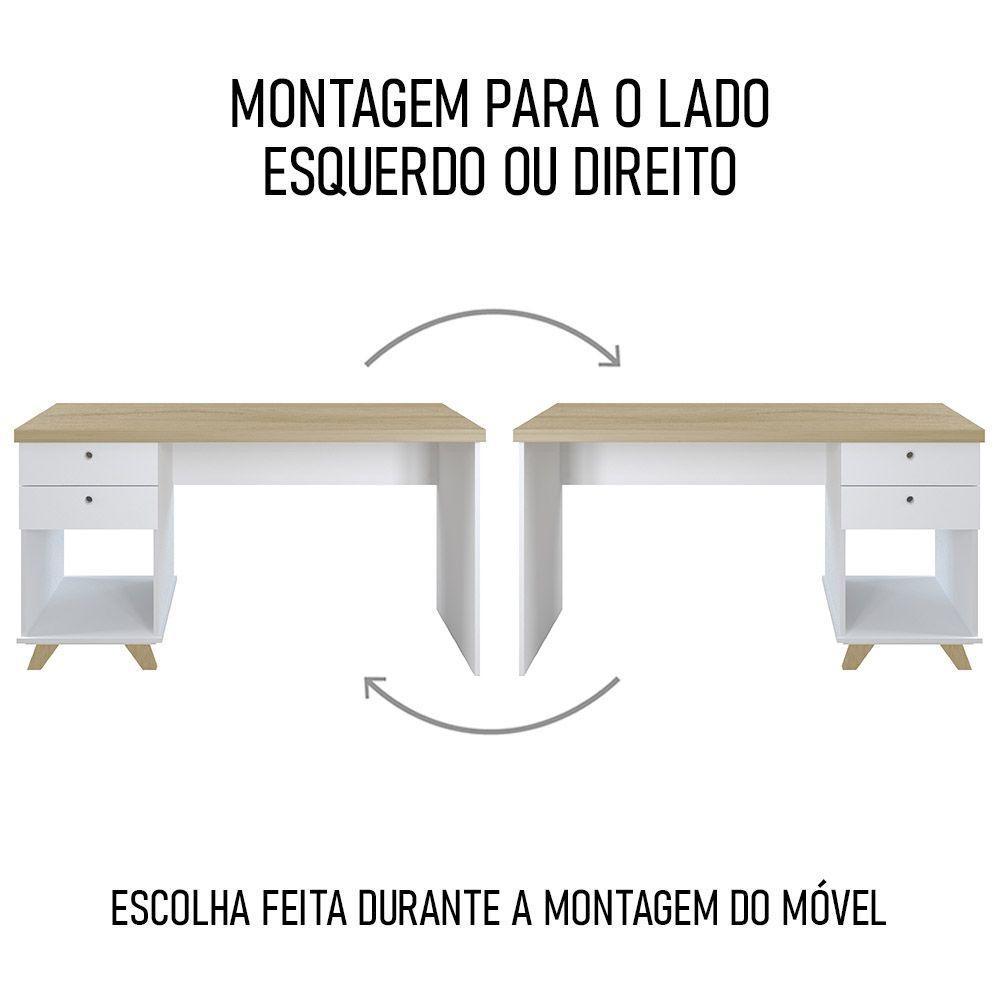Mesa Escrivaninha 135cm Elai E Gaveteiro 2 Gavetas May A06 Olmo/branco - Mpozenato - 2