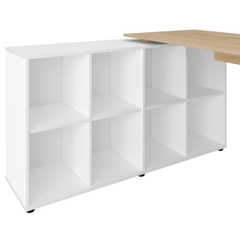 Mesa Escrivaninha Em L 140x130cm 8 Nichos Eron A06 Carvalho/branco - Mpozenato - 7