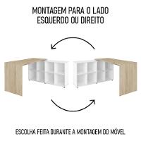 Mesa Escrivaninha Em L 140x130cm 8 Nichos Eron A06 Carvalho/branco - Mpozenato - 9