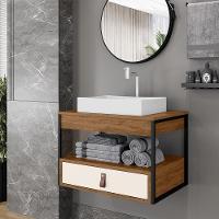 Gabinete Para Banheiro Harley Com 1 Gaveta E Cuba Dalla Preto/canela/off White - 2