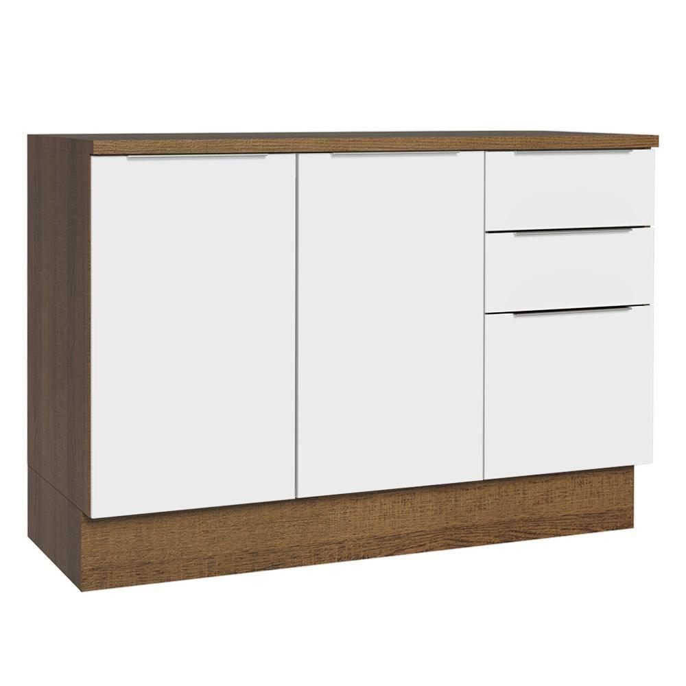 Balcão De Pia Cozinha 2 Portas E 3 Gavetas (com Tampo) Rustic/branco Stella Madesa Rustic/branco - 1