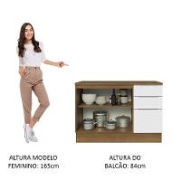 Balcão De Pia Cozinha 2 Portas E 3 Gavetas (com Tampo) Rustic/branco Stella Madesa Rustic/branco - 5