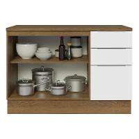 Balcão De Pia Cozinha 2 Portas E 3 Gavetas (com Tampo) Rustic/branco Stella Madesa Rustic/branco - 8