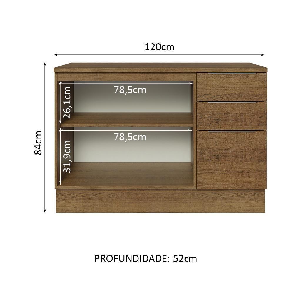 Balcão De Pia Cozinha 2 Portas E 3 Gavetas (com Tampo) Rustic Stella Madesa Rustic - 5