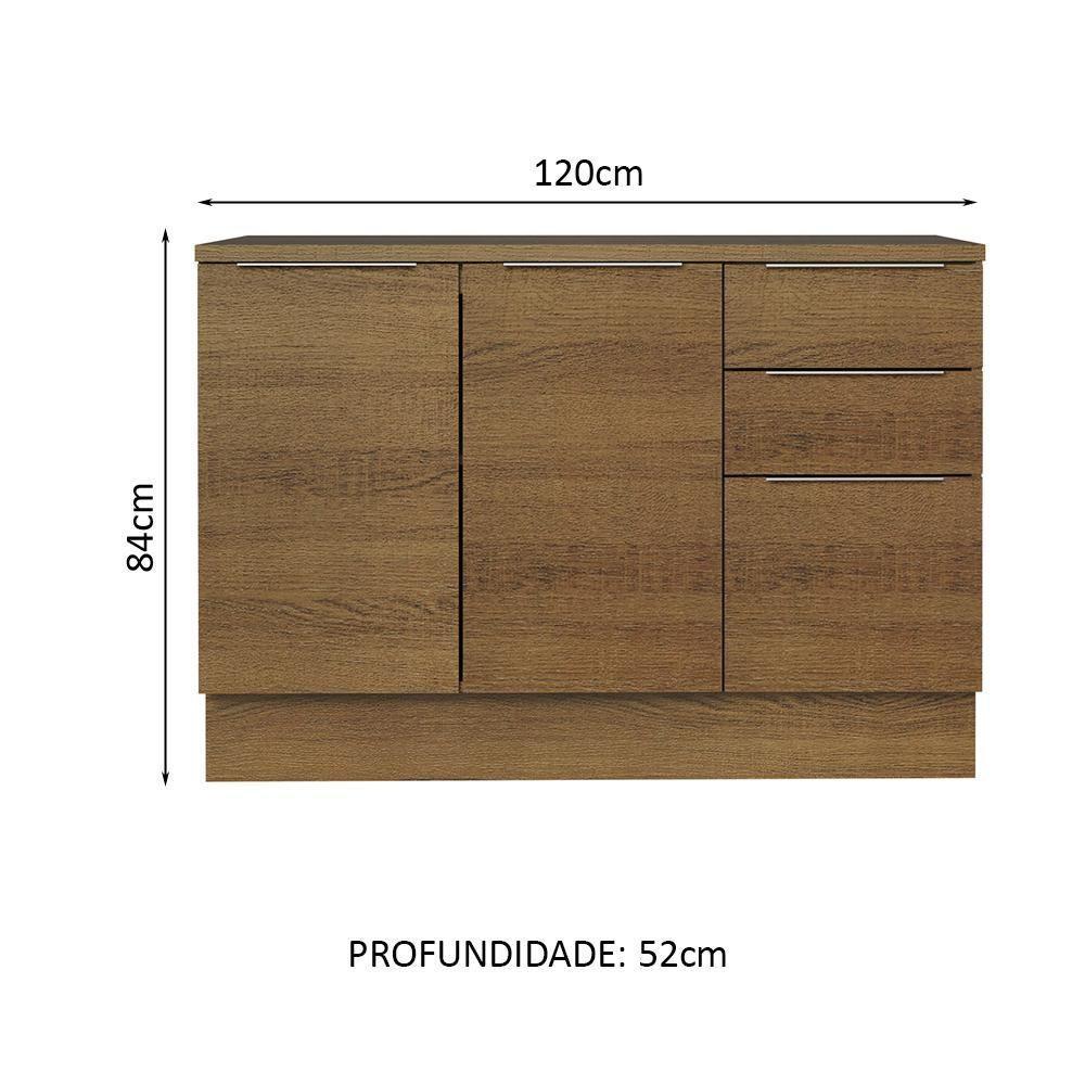 Balcão De Pia Cozinha 2 Portas E 3 Gavetas (com Tampo) Rustic Stella Madesa Rustic - 6