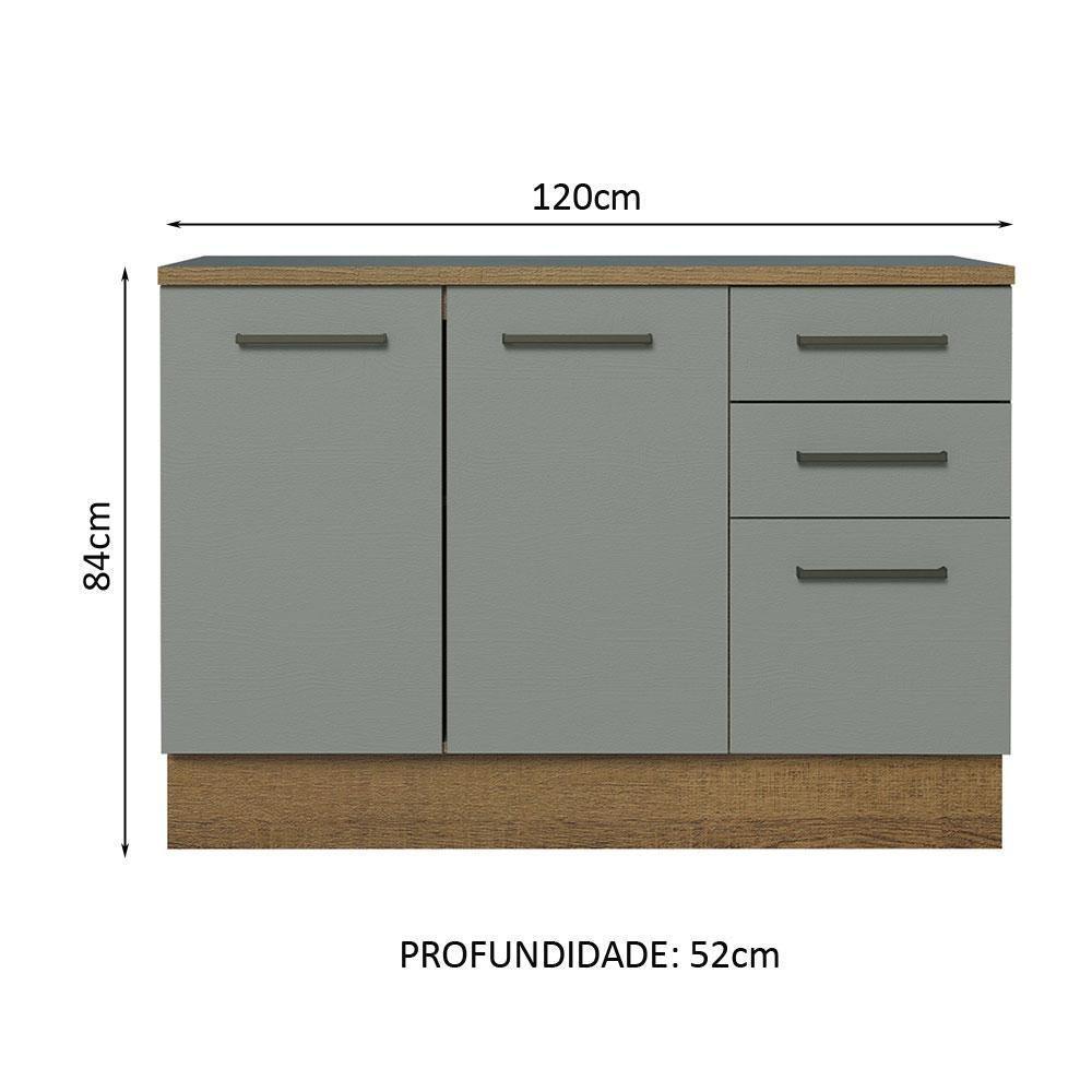 Balcão De Pia Cozinha 2 Portas E 3 Gavetas (com Tampo) Rustic/cinza Agata Madesa Rustic/cinza - 5