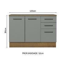 Balcão De Pia Cozinha 2 Portas E 3 Gavetas (com Tampo) Rustic/cinza Agata Madesa Rustic/cinza - 5