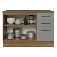 Balcão De Pia Cozinha 2 Portas E 3 Gavetas (com Tampo) Rustic/cinza Agata Madesa Rustic/cinza - 8