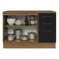 Balcão De Pia Cozinha 2 Portas E 3 Gavetas (com Tampo) Rustic/preto Agata Madesa Rustic/preto - 6