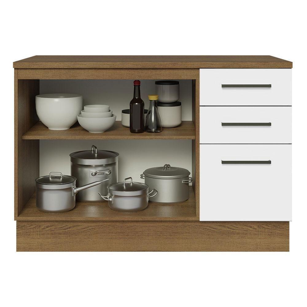 Balcão De Pia Cozinha 2 Portas E 3 Gavetas (com Tampo) Rustic/branco Agata Madesa Rustic/branco - 9