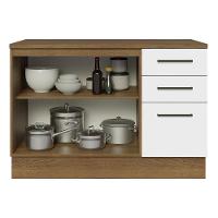 Balcão De Pia Cozinha 2 Portas E 3 Gavetas (com Tampo) Rustic/branco Agata Madesa Rustic/branco - 9