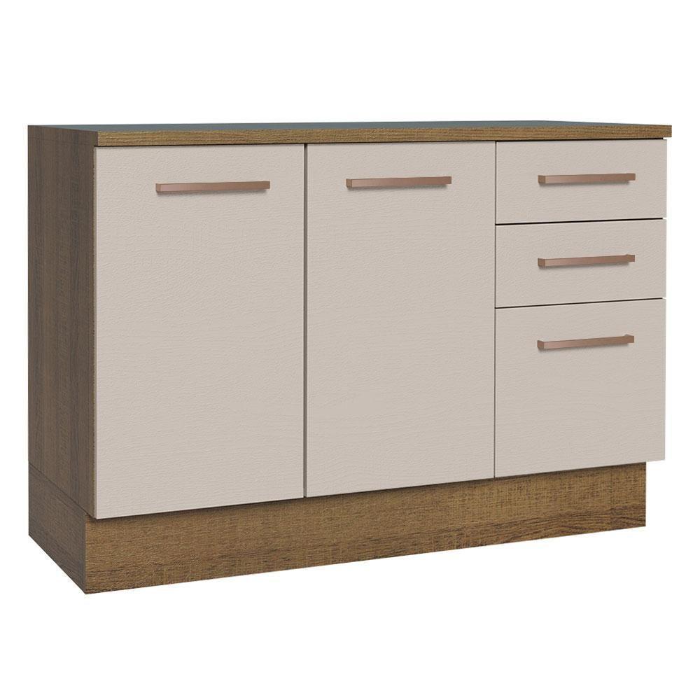 Balcão De Pia Cozinha 2 Portas E 3 Gavetas (com Tampo) Rustic/crema Agata Madesa Rustic/crema - 1