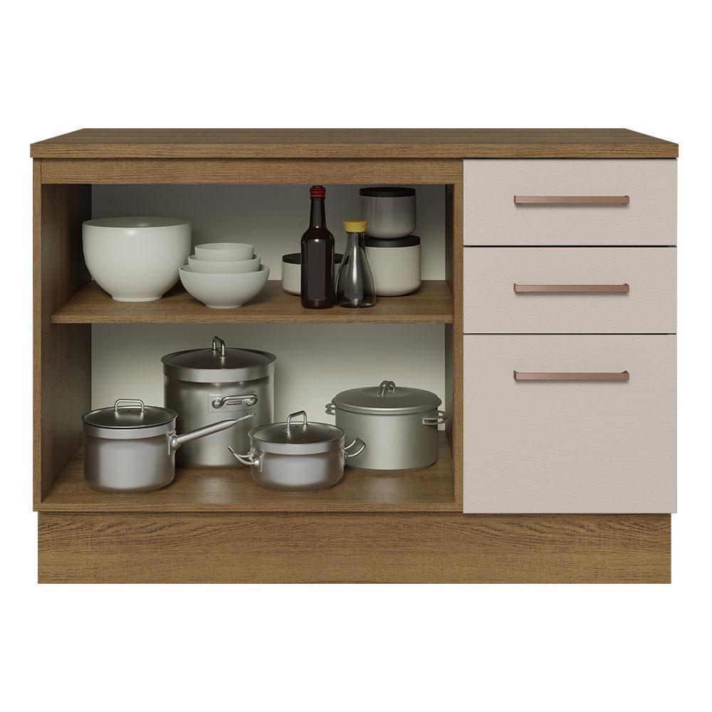 Balcão De Pia Cozinha 2 Portas E 3 Gavetas (com Tampo) Rustic/crema Agata Madesa Rustic/crema - 6