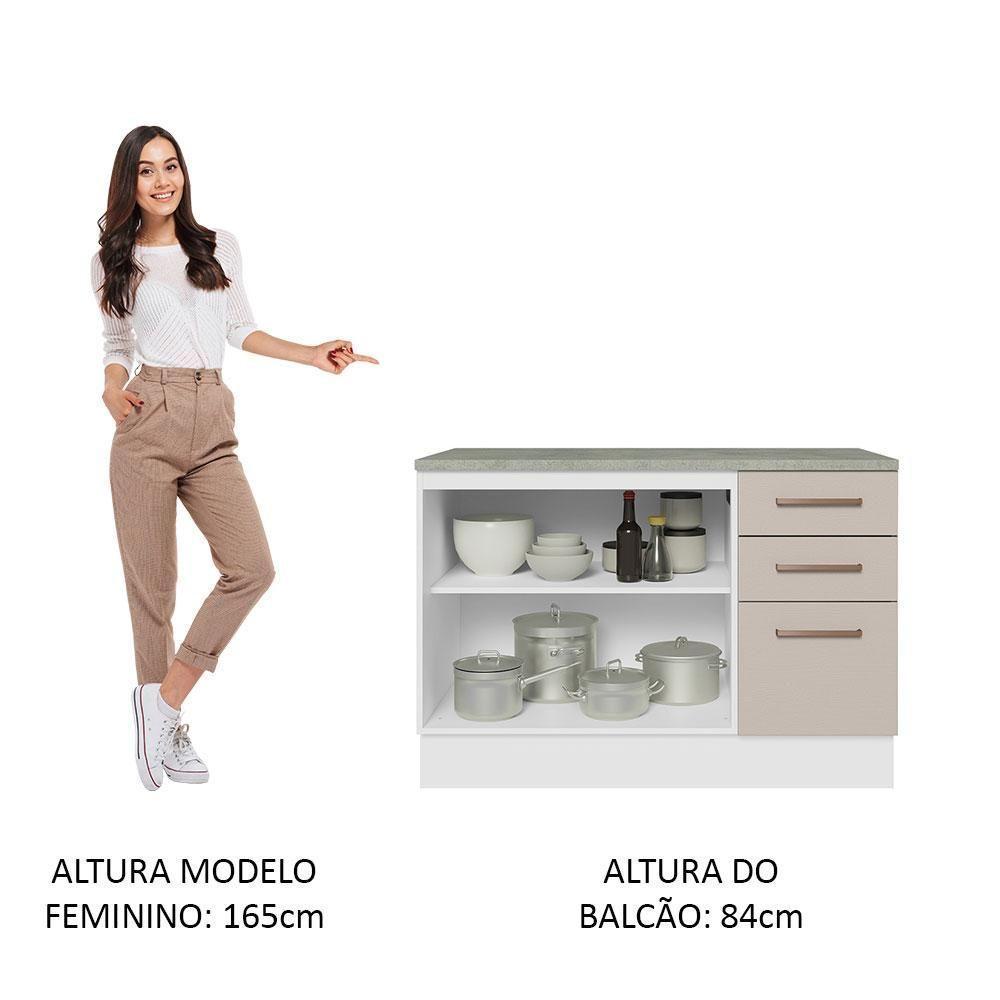 Balcão De Pia Cozinha 2 Portas E 3 Gavetas (com Tampo) Branco/crema Agata Madesa Branco/crema - 8