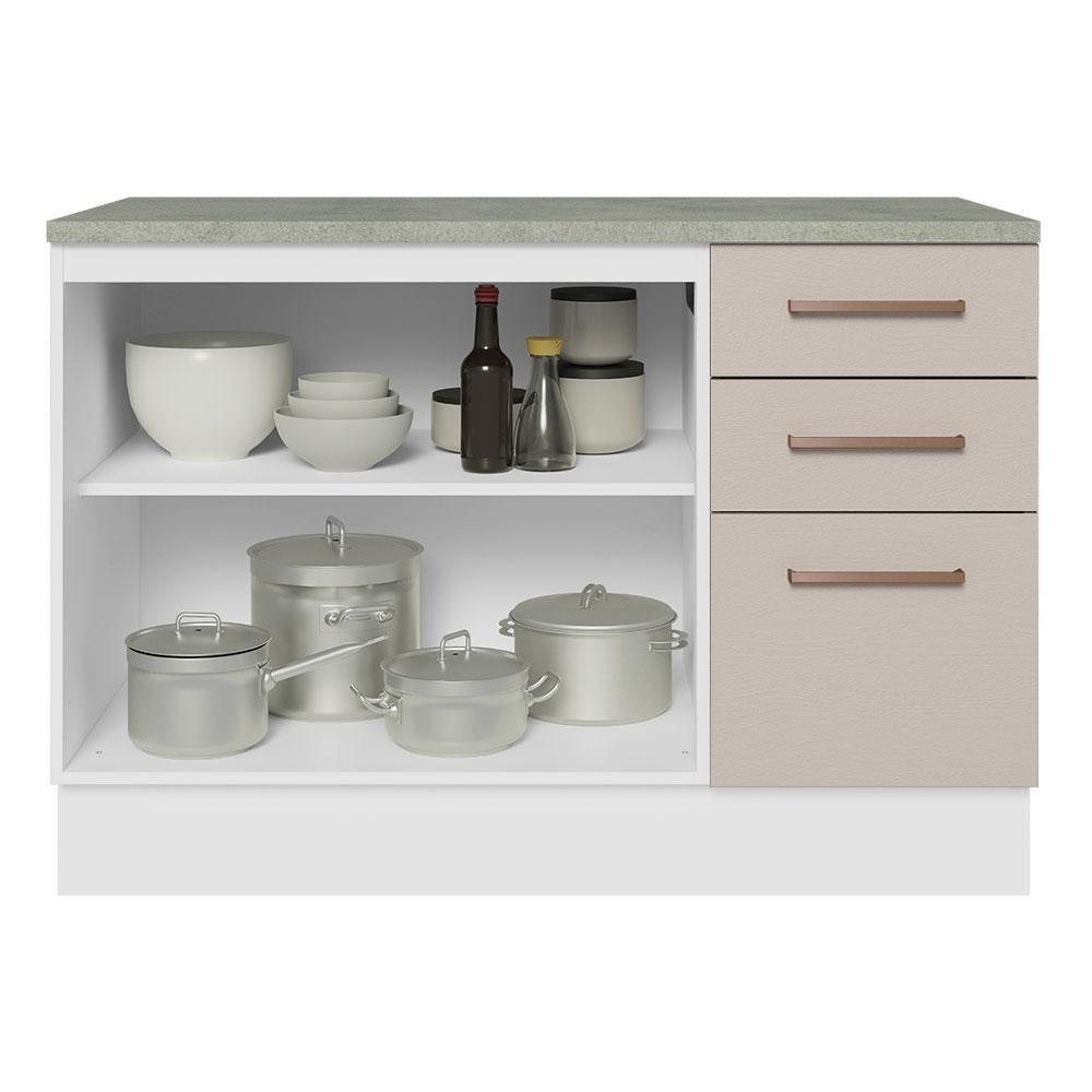 Balcão De Pia Cozinha 2 Portas E 3 Gavetas (com Tampo) Branco/crema Agata Madesa Branco/crema - 10