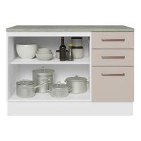 Balcão De Pia Cozinha 2 Portas E 3 Gavetas (com Tampo) Branco/crema Agata Madesa Branco/crema - 10