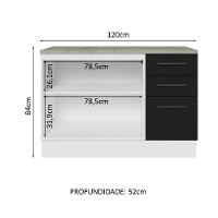 Balcão De Pia Cozinha 2 Portas E 3 Gavetas (com Tampo) Branco/preto Agata Madesa Branco/preto