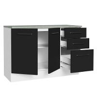 Balcão De Pia Cozinha 2 Portas E 3 Gavetas (com Tampo) Branco/preto Agata Madesa Branco/preto - 10