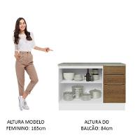 Balcão De Pia Cozinha 2 Portas E 3 Gavetas (com Tampo) Branco/rustic Stella Madesa Branco/rustic - 3