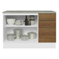 Balcão De Pia Cozinha 2 Portas E 3 Gavetas (com Tampo) Branco/rustic Stella Madesa Branco/rustic - 6