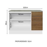 Balcão De Pia Cozinha 2 Portas E 3 Gavetas (com Tampo) Branco/rustic Stella Madesa Branco/rustic - 8