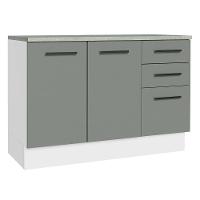 Balcão De Pia Cozinha 2 Portas E 3 Gavetas (com Tampo) Branco/cinza Agata Madesa Branco/cinza - 1