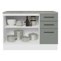 Balcão De Pia Cozinha 2 Portas E 3 Gavetas (com Tampo) Branco/cinza Agata Madesa Branco/cinza - 5