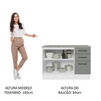Balcão De Pia Cozinha 2 Portas E 3 Gavetas (com Tampo) Branco/cinza Agata Madesa Branco/cinza - 8