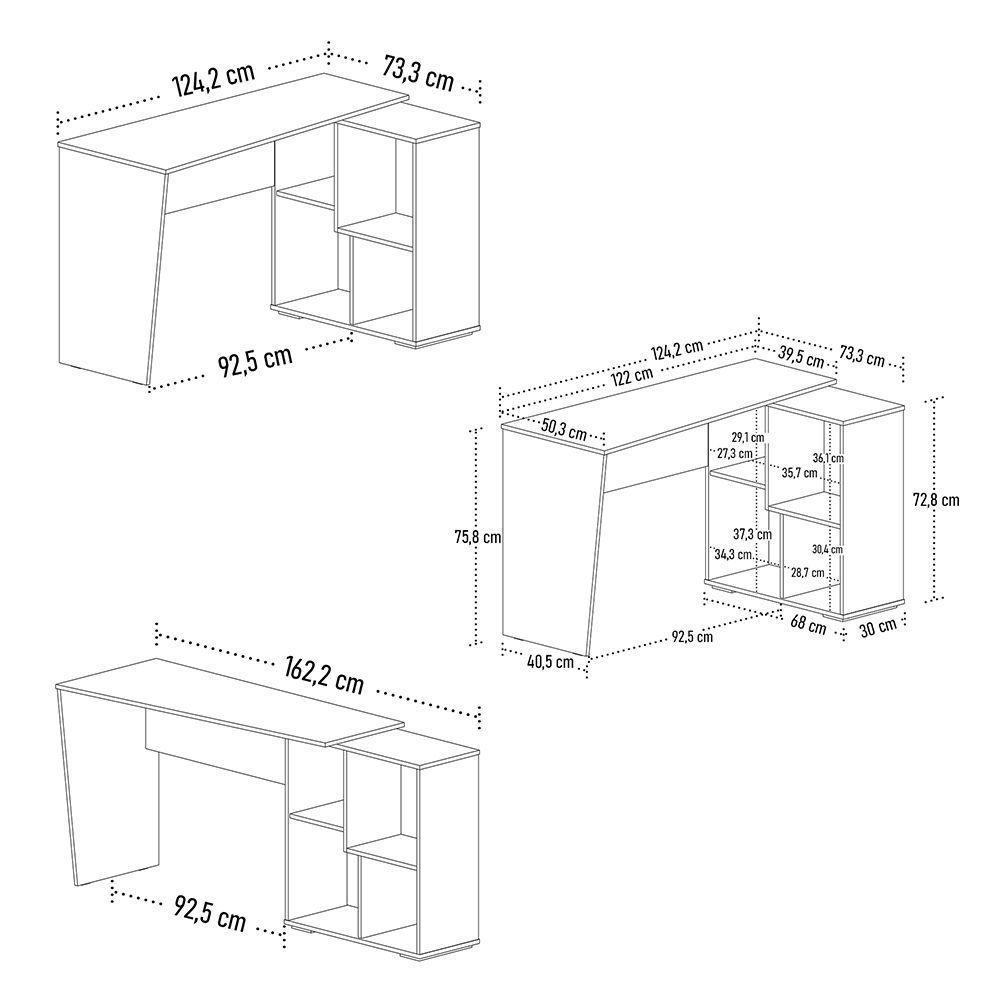 Mesa Escrivaninha 2 Em 1 Com Nichos Arbo A06 Ipê/preto - Mpozenato - 7