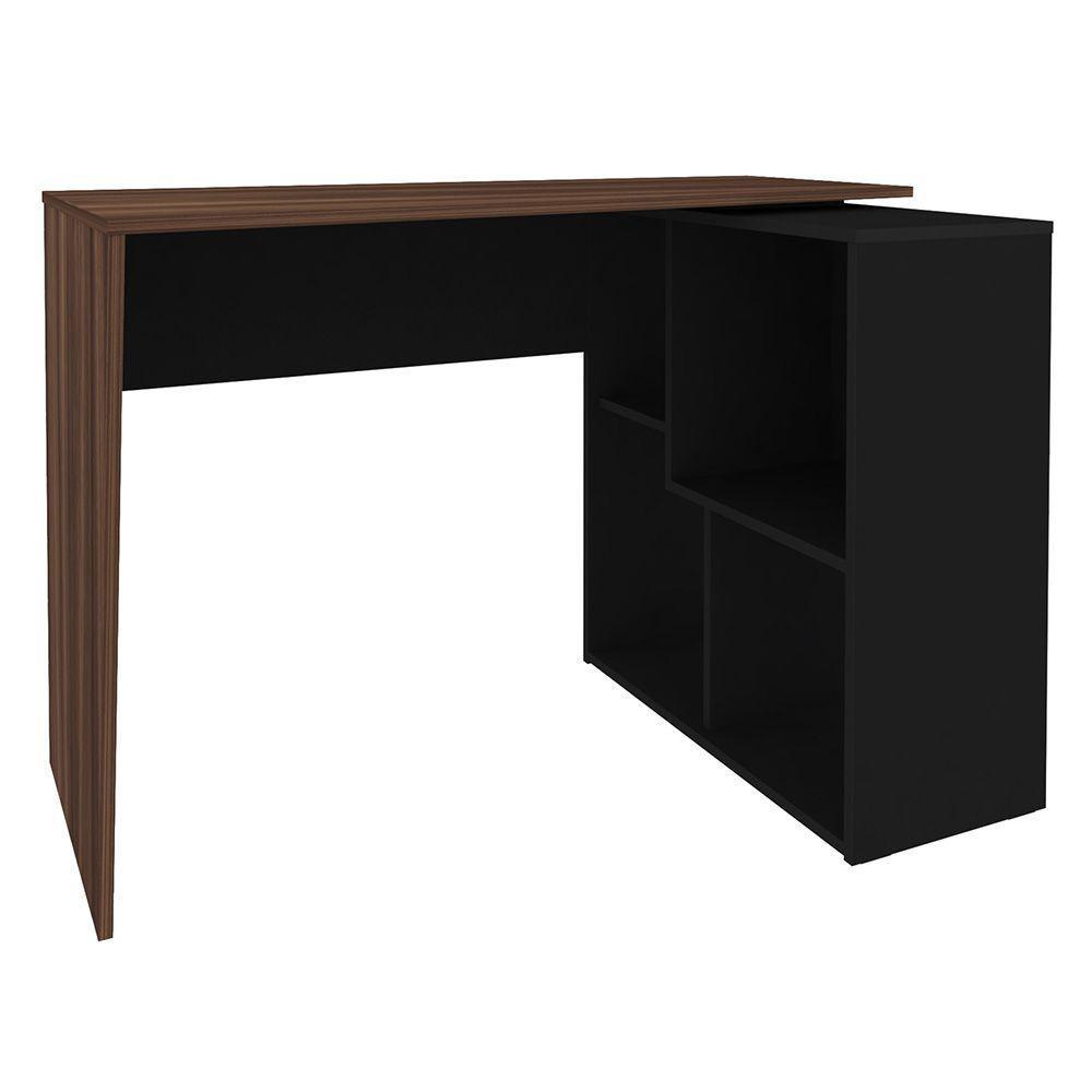 Mesa Escrivaninha 2 Em 1 Com Nichos Arbo A06 Ipê/preto - Mpozenato - 8
