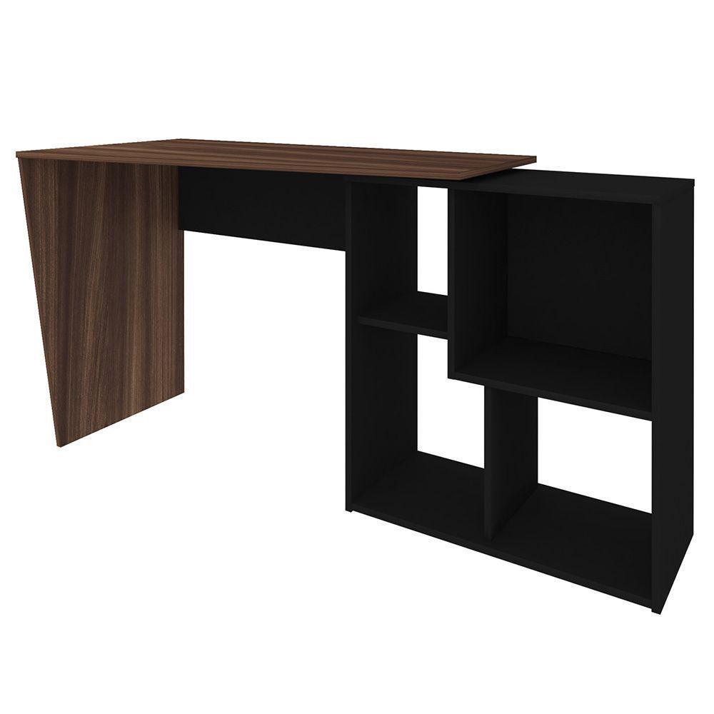 Mesa Escrivaninha 2 Em 1 Com Nichos Arbo A06 Ipê/preto - Mpozenato - 9
