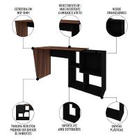 Mesa Escrivaninha 2 Em 1 Com Nichos Arbo A06 Ipê/preto - Mpozenato - 10