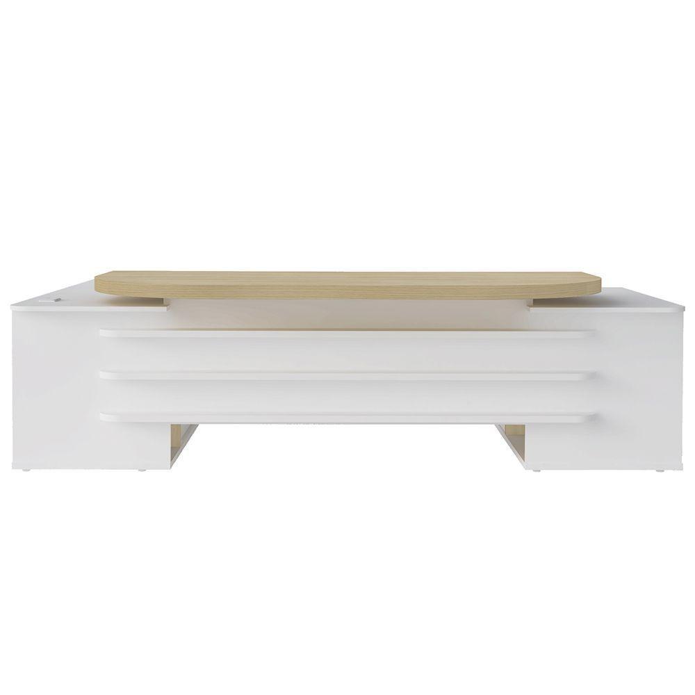 Mesa Em U Presidente Com Tomadas Tamburato Corp A06 Carvalho/branco - Mpozenato - 7