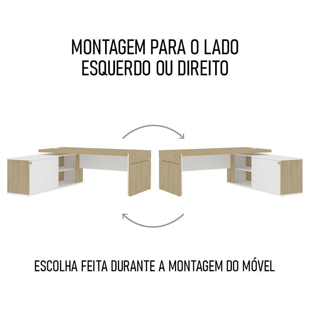 Mesa Diretor Em L Com Tomada 183x202cm Corp A06 Carvalho/branco - Mpozenato - 5