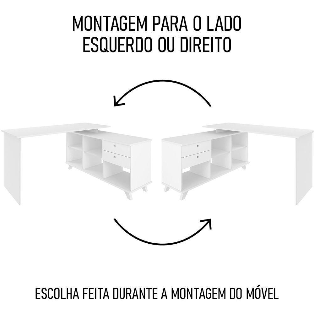 Mesa Escrivaninha Em L Golden E Gaveteiro 3 Gavetas Nil A06 Branco - Mpozenato - 6
