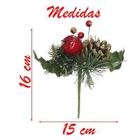 Kit 2 Ramos Maçã Decoração De Natal Artificial Com Brilho 16cm - 2