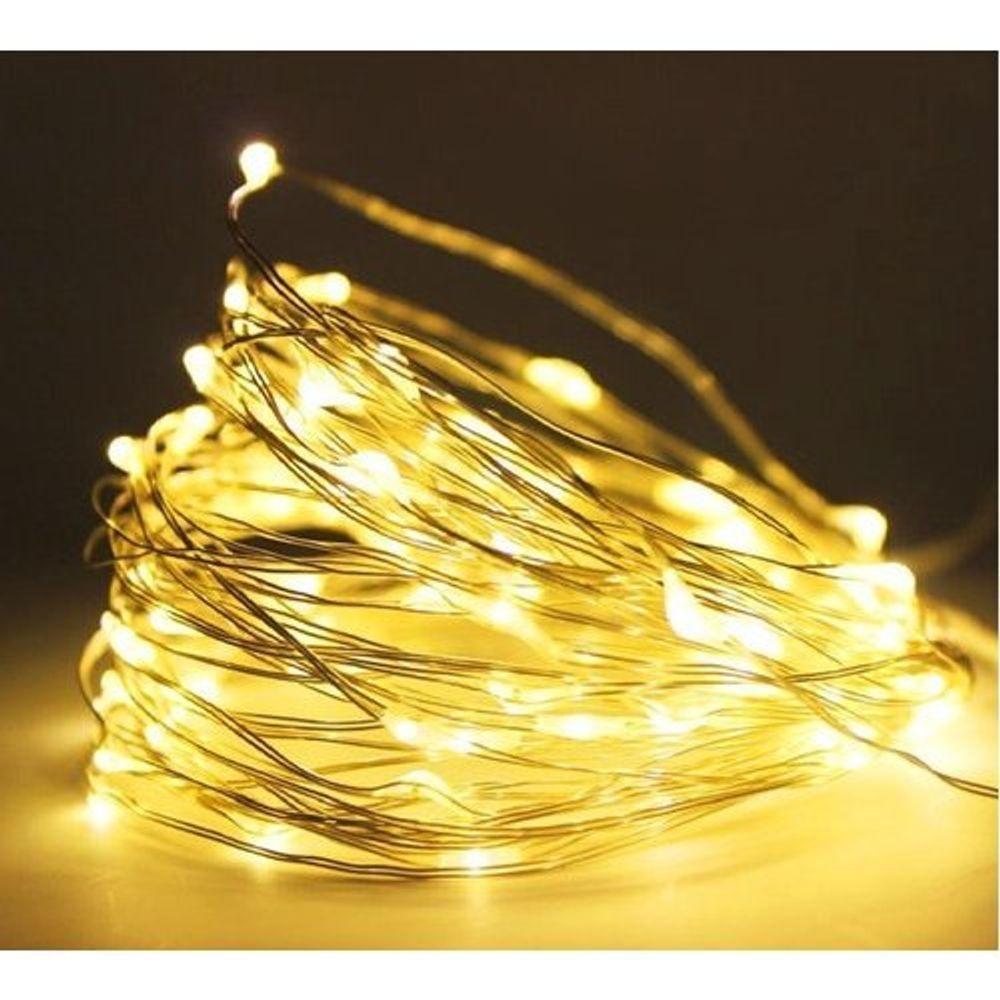 Fio Led Luz Amarela 100 Lâmpadas Usb Com Música 10m - 1