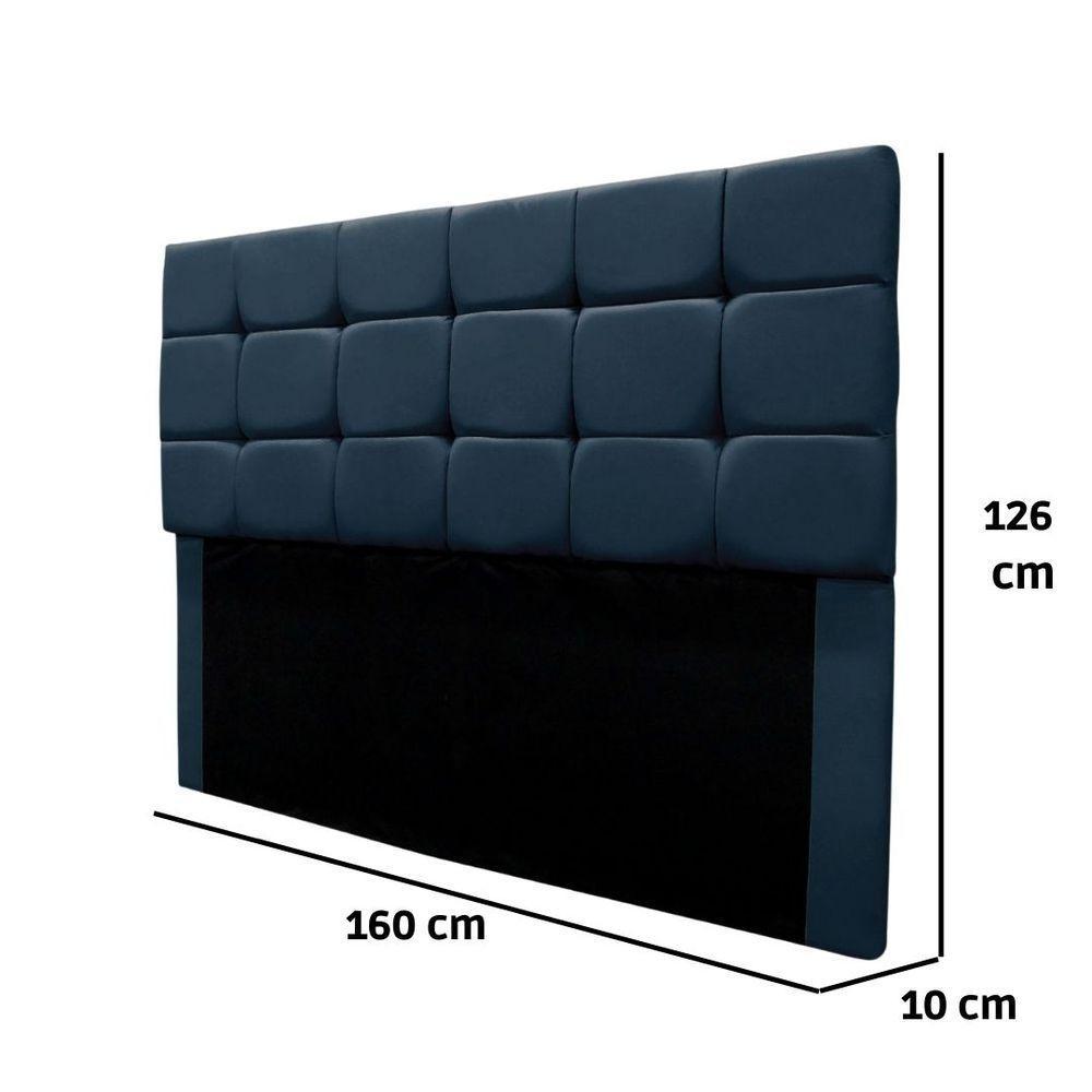 Cabeceira Cama Box Queen 160 Cm Bianca Suede Azul Marinho - 5
